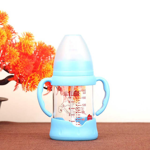 Glass bottle newborn baby big baby straw wide diameter anti-fall resistant explosion-proof anti-bloating silicone pacifier