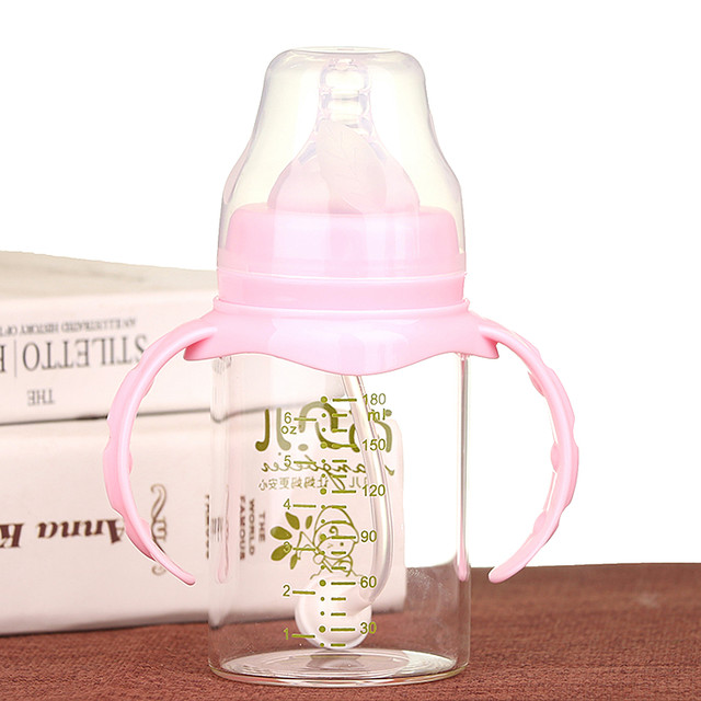 Glass bottle newborn baby big baby straw wide diameter anti-fall resistant explosion-proof anti-bloating silicone pacifier