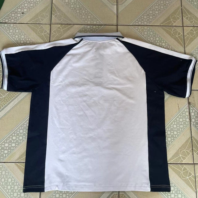 Customized summer men's and women's school uniforms same short-sleeved tops with white spliced ​​blue ragdoll sleeves lapel T-shirt POLO shirt