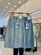 Rear slit retro mid-length 2025 spring and summer new high-waist denim skirt pure cotton texture is crisp and stylish
