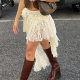 Asymmetric design sense Girl short skirt summer new lace stitching flowers decorate individual skirt
