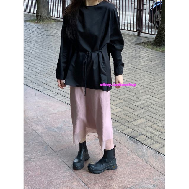 eihey hey light luster double-layer mesh pleated texture temperament high waist slimming skirt long skirt
