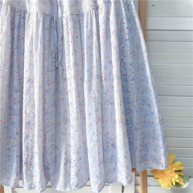 Homemade sweet purple skirt embroidered small floral slim long skirt for women in spring and summer high-waisted forest A-line skirt

