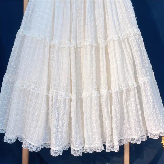 Super long skirt quality early spring lace skirt gentle sweet heavy industry embroidery layered cake skirt women's big skirt