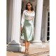 
Vanilla Green Elastic waist Three-acetic acid skirt for women gray silver short mid-length temperament commuting OL goddess umbrella skirt