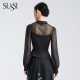 SUSSI/Anti-colored season new product mall same black embroidered palace waist-closing suspender (excluding bottom clothes)