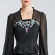 SUSSI/Anti-colored season new product mall same black embroidered palace waist-closing suspender (excluding bottom clothes)