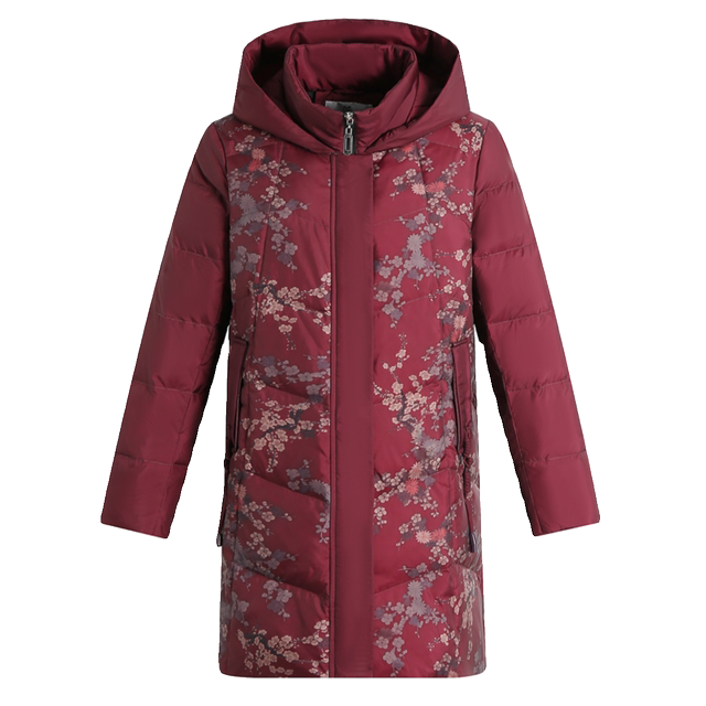 Middle-aged and elderly mothers' winter down-padded jackets, mid-length fashionable and noble cotton-padded jackets, women's stylish floral cotton-padded jackets, thick