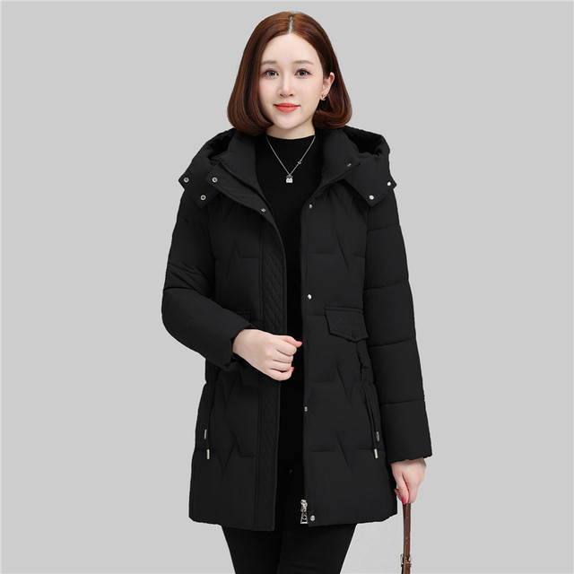 Mother's winter style cotton-padded coat, mid-length, middle-aged women's thickened autumn and winter coat, fashionable middle-aged and elderly down-padded coat