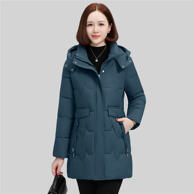Mother's winter style cotton-padded coat, mid-length, middle-aged women's thickened autumn and winter coat, fashionable middle-aged and elderly down-padded coat