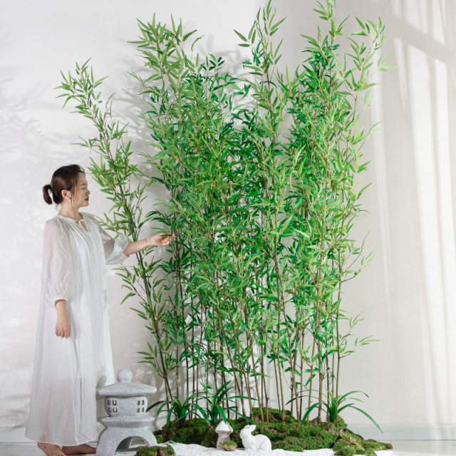 Simulated plants, fake bamboo, indoor and outdoor floor-standing Zen decorative partitions, screens, green plants, potted plants, landscaping, landscape ornaments