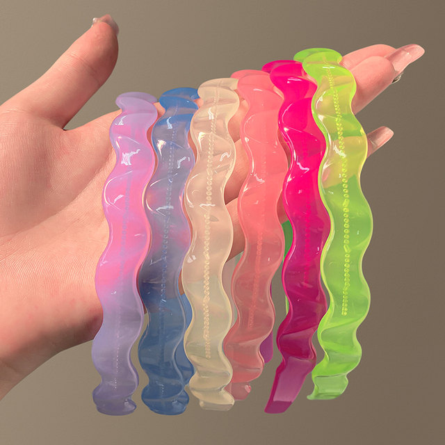 2025 new candy color wavy hairband for women with teeth non-slip solid color headband hair accessories face washing and going out universal hair card