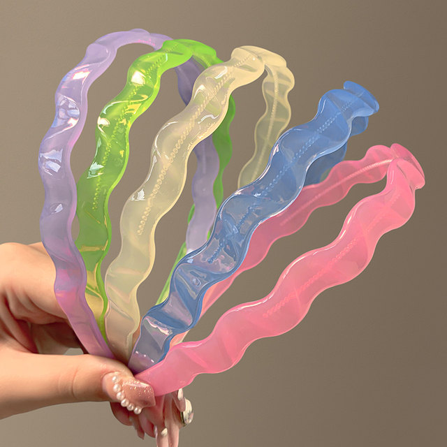 2025 new candy color wavy hairband for women with teeth non-slip solid color headband hair accessories face washing and going out universal hair card