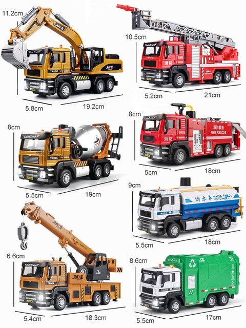 Engineering vehicle set excavator crane mixer truck boy alloy children's return toy sprinkler truck ornaments gift