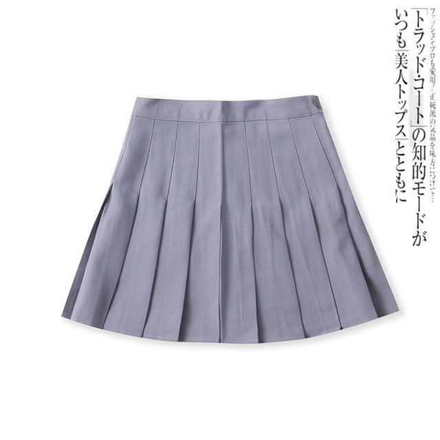 Pleated skirt spring new foreign trade women's clothing versatile Japanese college front zipper, thin half skirt 16091
