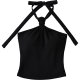 Pure sexy hot girl knotted halter neck black vest for women in summer new sleeveless chest pad backless slim strap