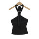 Pure sexy hot girl knotted halter neck black vest for women in summer new sleeveless chest pad backless slim strap