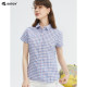 Borton 2025 summer short-sleeved red blue white plaid shirt women's American casual pure cotton high-end large-size shirt
