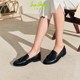 SAM EDELMAN Sam Edelman Spring and Autumn Fashion Black Snap-Playing Loafers Leather Shoes Women's BELLE