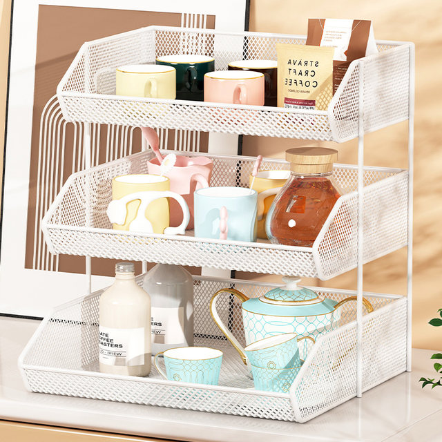 Desktop tea set storage rack Tea cup holder Multi-layer snack storage ...