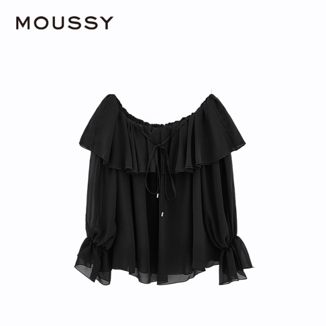 MOUSSY Mint Mambo style pastoral style one-length neck long-sleeved shirt for women 028HSZ30-0551