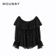 MOUSSY Mint Mambo style pastoral style one-length neck long-sleeved shirt for women 028HSZ30-0551