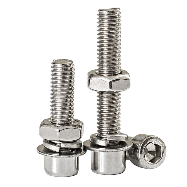 201 Stainless Steel Hexagon Screws and Nuts Set Complete Cylindrical Head Bolts M3M4M5M6M8M10M12mm