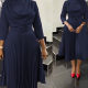 2023 European and American foreign trade women's new mid -length skirt African large size OL commute solid color dress

