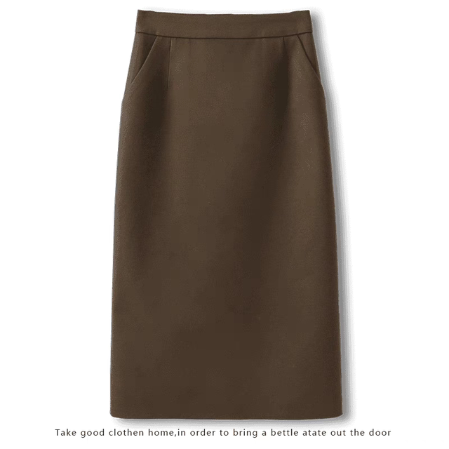 Woolen skirt plus velvet hip skirt in autumn and winter fashionable pockets high waist slimming versatile one-step mid-length skirt
