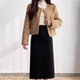 Woolen skirt plus velvet hip skirt in autumn and winter fashionable pockets high waist slimming versatile one-step mid-length skirt
