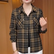2025 new pure cotton plaid shirt middle-aged and elderly fashionable large-size long-sleeved shirt mother spring thin jacket