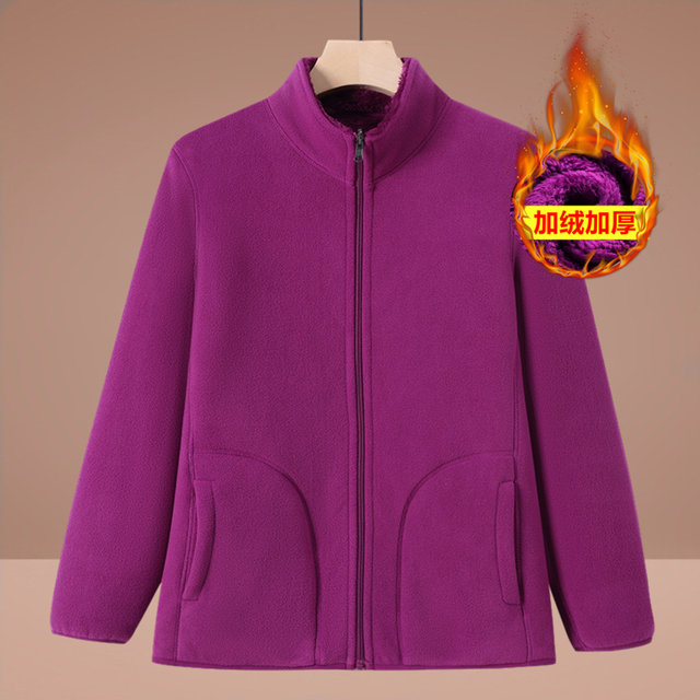 Middle-aged and elderly polar fleece jackets for mothers in autumn and winter new fleece sweatshirts for grandmothers in winter plus velvet warm tops for women