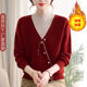 2025 New National Style Fake Two-Piece Knitted Sweater Middle-aged and Elderly Women’s Clothes Velvet Thickened Sweater Mother’s Winter Warm Clothes