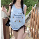 baby blue suspender vest for women 2025 new summer dopamine sweet sports wear loose sleeveless top
