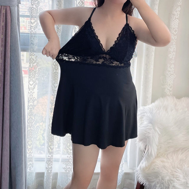 Fat Sister 2023 Summer New Style Plus Size Women's Clothes Loose Slim Belly Covering French Sexy Suspender Pajama Dress