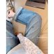 Blue embroidered iron diamond jeans for women's spring new large size high-waisted slimming wide-leg pants casual versatile straight pants