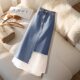 Blue denim skirt 2025 early spring fashionable and high-end high-waisted hip-covering denim skirt for mesh
