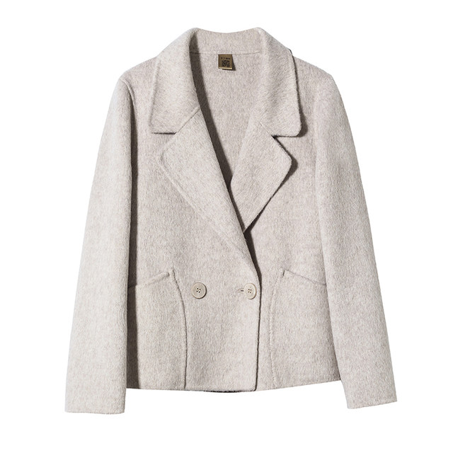 High-end 100% wool wool buckle tweed coat short double-sided wool suit jacket for women autumn and winter new