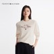 Tommy25 new spring and summer women's pure cotton letter embroidered hat-free round neck pullover sweatshirt 43844