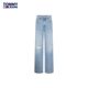 Tommy women's American street retro ripped mid-waist loose wide legs slimming legs long jeans 17560