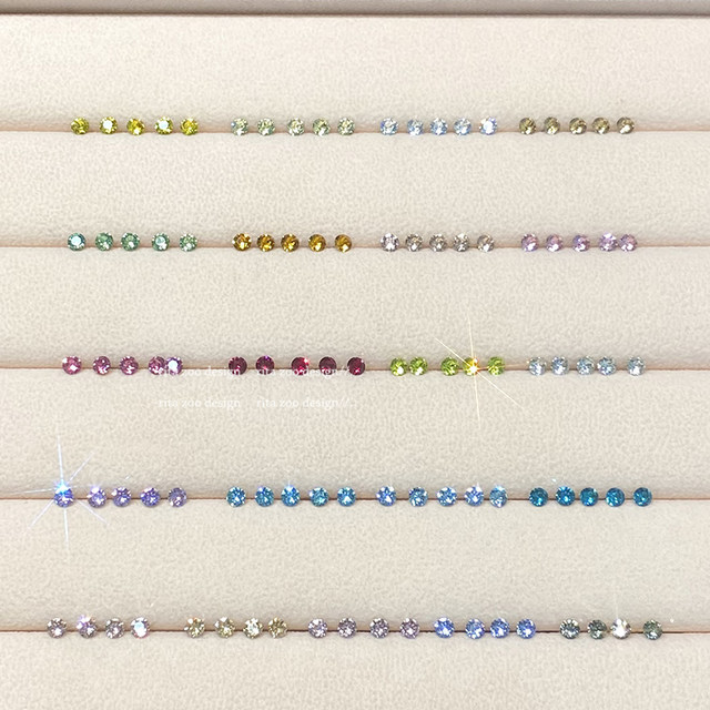 4mm Shi Jiahuazi burst small light bulb colored diamond ear bone nail cochlear medical titanium steel 925