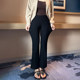 Nine-point micro-flare casual pants for women in summer thin fat mm pear-shaped body high waist slimming commuter elastic suit pants