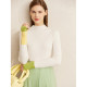 Amii Gray sweater for women 2025 summer new long-sleeved slim half-high neck bottoming shirt contrast cuff top