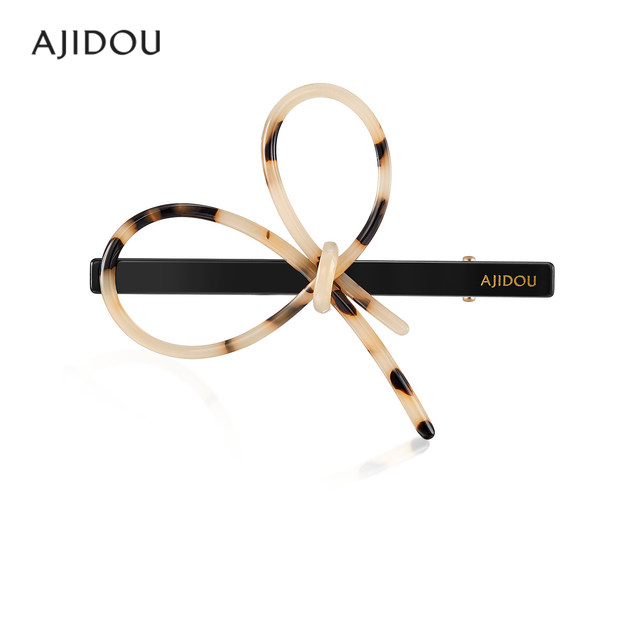 AJIDOU Ajidou hair clip women's acetate bangs clip leopard print bow edge clip light luxury one-word duckbill clip