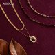 AJIDOU Ajidou Necklace Women's Maillard Pendant Double Layer Tiger Eye Stone Snake Bone Chain Design Light Luxury Sweater Chain