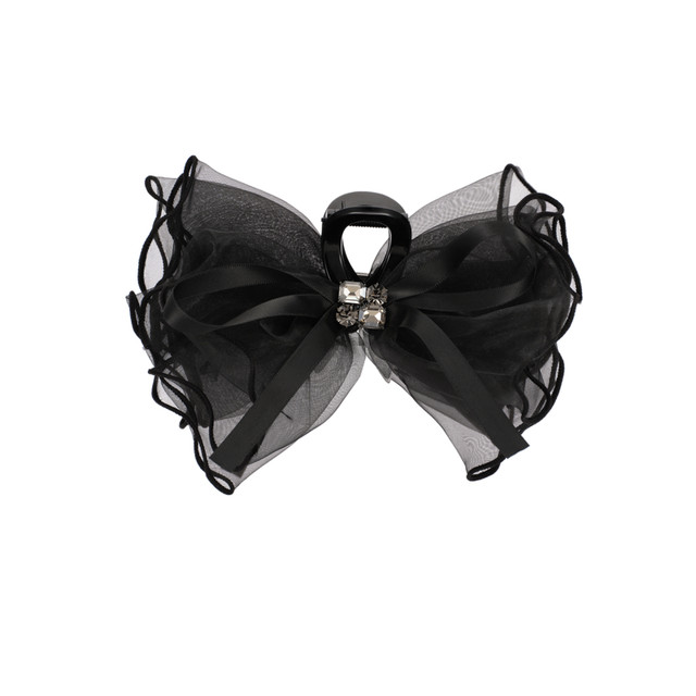 AJIDOU Ajidou Clip Women's Black Shark Clip Mesh Versatile Bubble Korean Bow Hair Clip Hair Accessories
