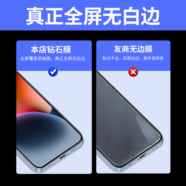 Suitable for Apple 14pro tempered film iphone14 full screen coverage mobile phone film 14plus Blu-ray 14ProMax all-inclusive edge ip14 all-inclusive anti-fall HD glass film black edge fourteen Por