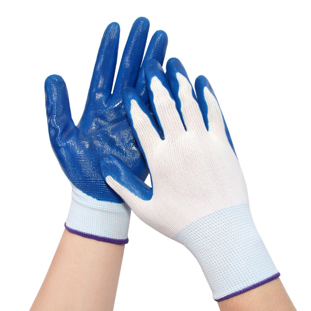 Brick handling gloves, wear-resistant work, anti-slip handling, construction site, work, gardening, thickened gel-soaked nylon
