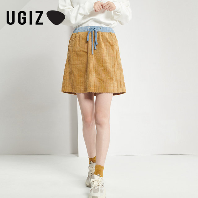 UGIZ spring and autumn new Korean version of the women's light core pile pencil high -waist high -waist A version of the hip half skirt Uckd907
