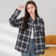 Baleno plaid lapel jacket spring loose and comfortable design niche casual versatile long-sleeved shirt for women J